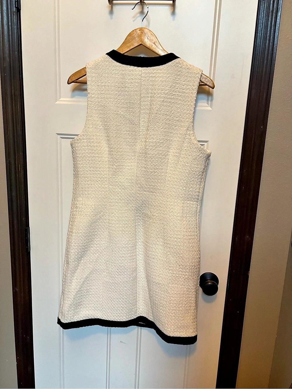 Abercrombie & Fitch The A&F Mara Tweed Vest Mini Dress Cream & Black sz Medium - Picture 4 of 11